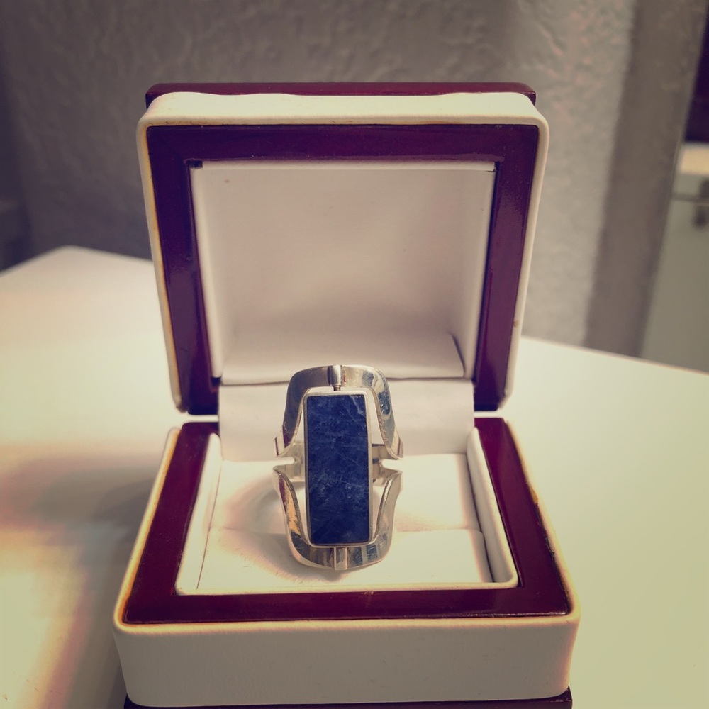 Sterling silver ring with semi-precious stones